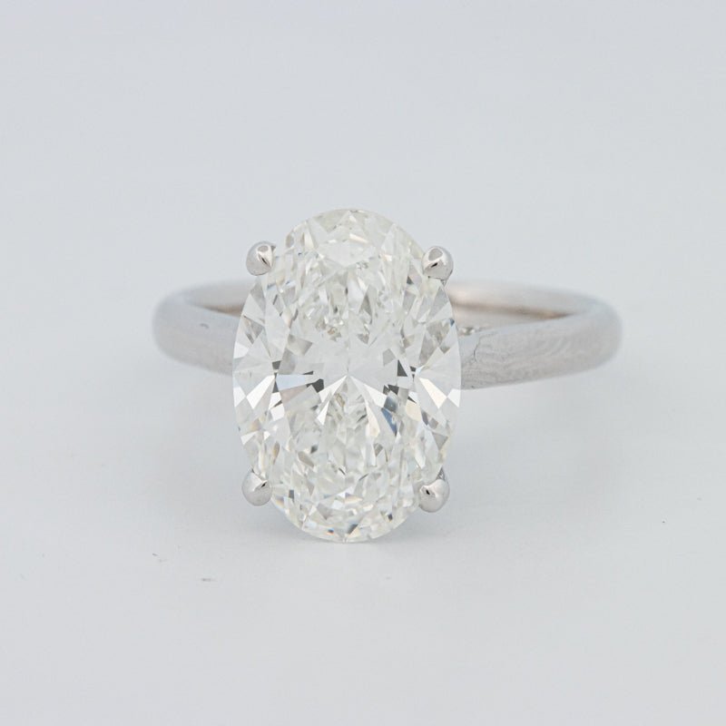 4 CT "Finesse" Oval Cut Under - Halo Solitaire Ring (LG) - ZIZOV DIAMONDS