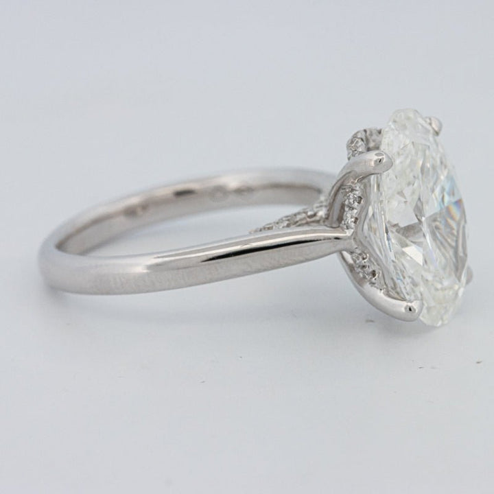 4 CT "Finesse" Oval Cut Under - Halo Solitaire Ring (LG) - ZIZOV DIAMONDS