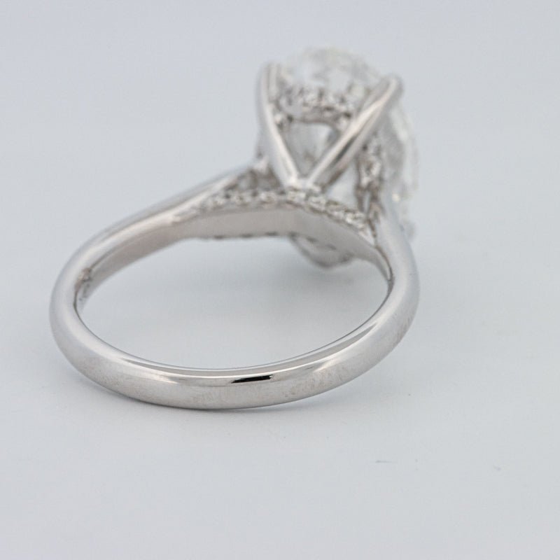 4 CT "Finesse" Oval Cut Under - Halo Solitaire Ring (LG) - ZIZOV DIAMONDS