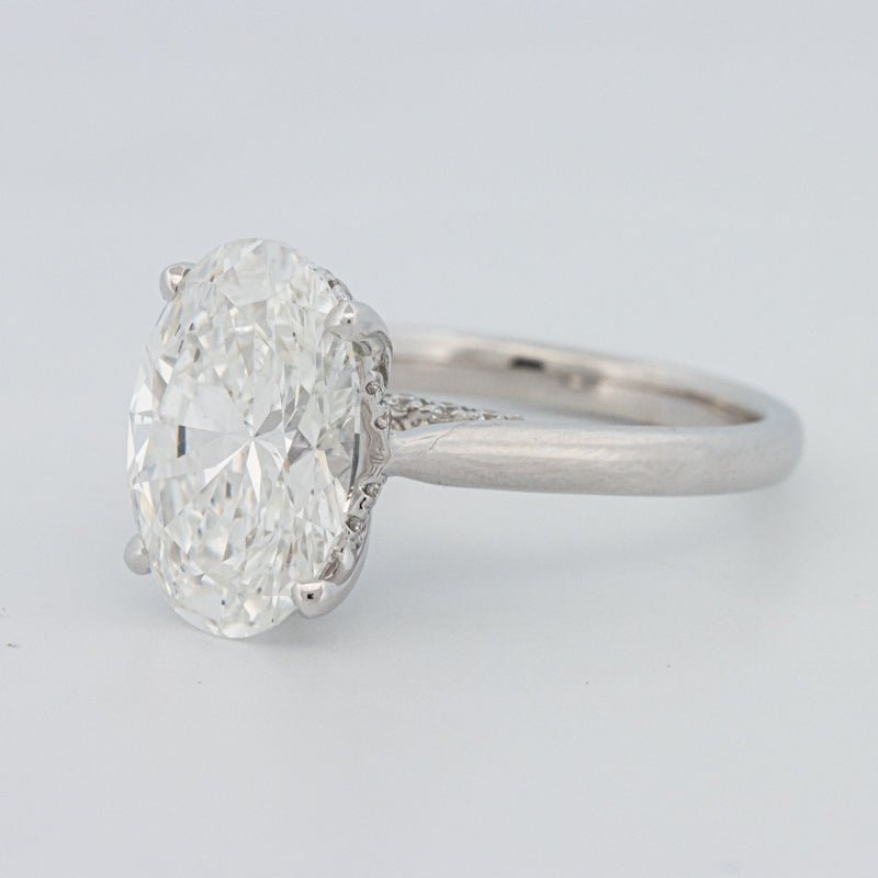 4 CT "Finesse" Oval Cut Under - Halo Solitaire Ring (LG) - ZIZOV DIAMONDS