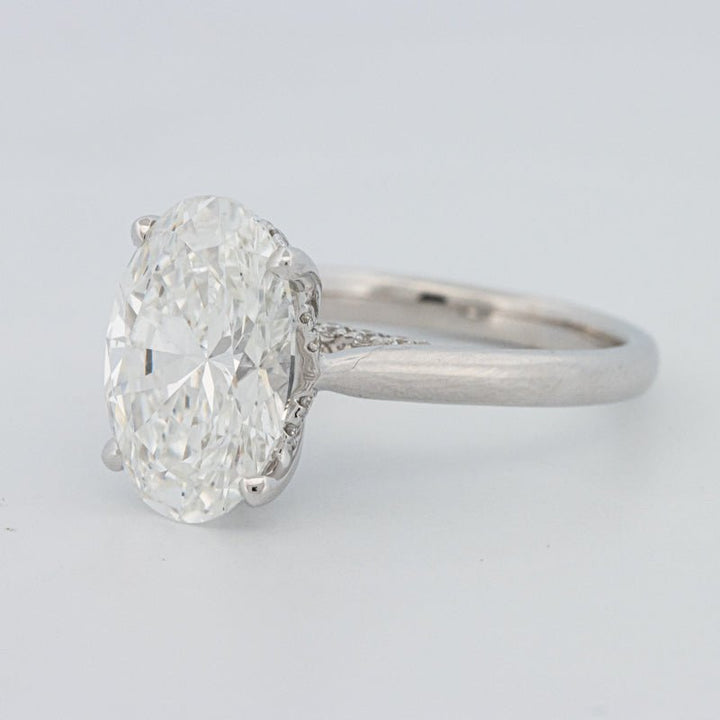 4 CT "Finesse" Oval Cut Under - Halo Solitaire Ring (LG) - ZIZOV DIAMONDS