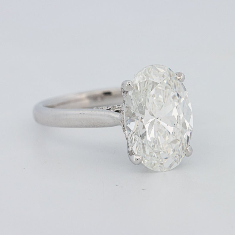 4 CT "Finesse" Oval Cut Under - Halo Solitaire Ring (LG) - ZIZOV DIAMONDS