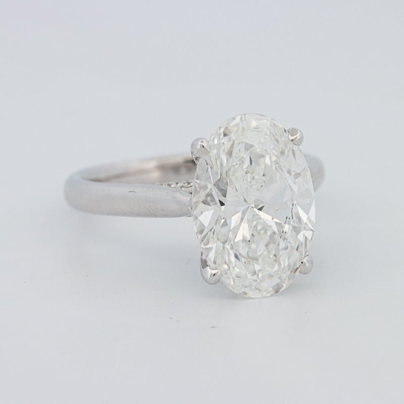 4 CT "Finesse" Oval Cut Under - Halo Solitaire Ring (LG) - ZIZOV DIAMONDS