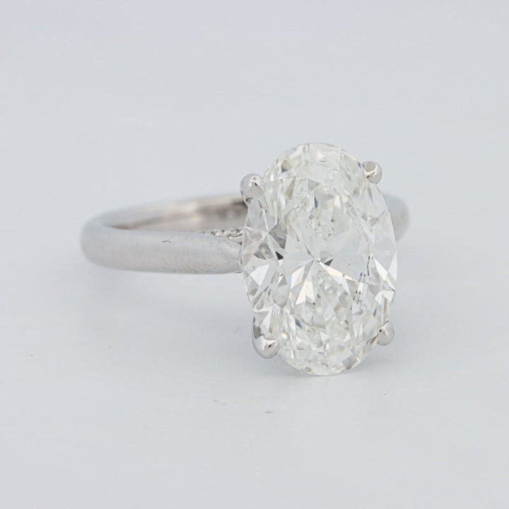 4 CT "Finesse" Oval Cut Under - Halo Solitaire Ring (LG) - ZIZOV DIAMONDS