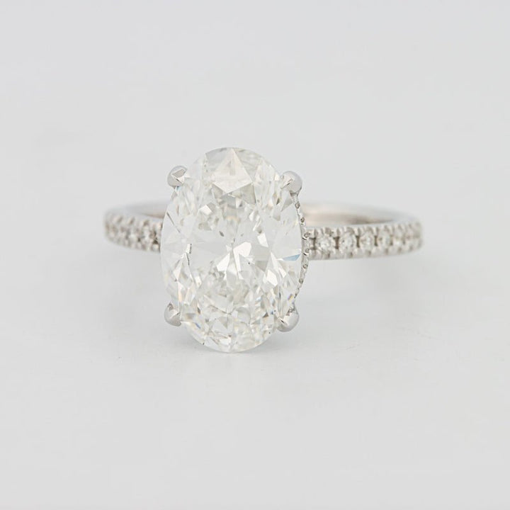 4 CT Oval Cut Under - Halo Pavé Solitaire (LG) - ZIZOV DIAMONDS