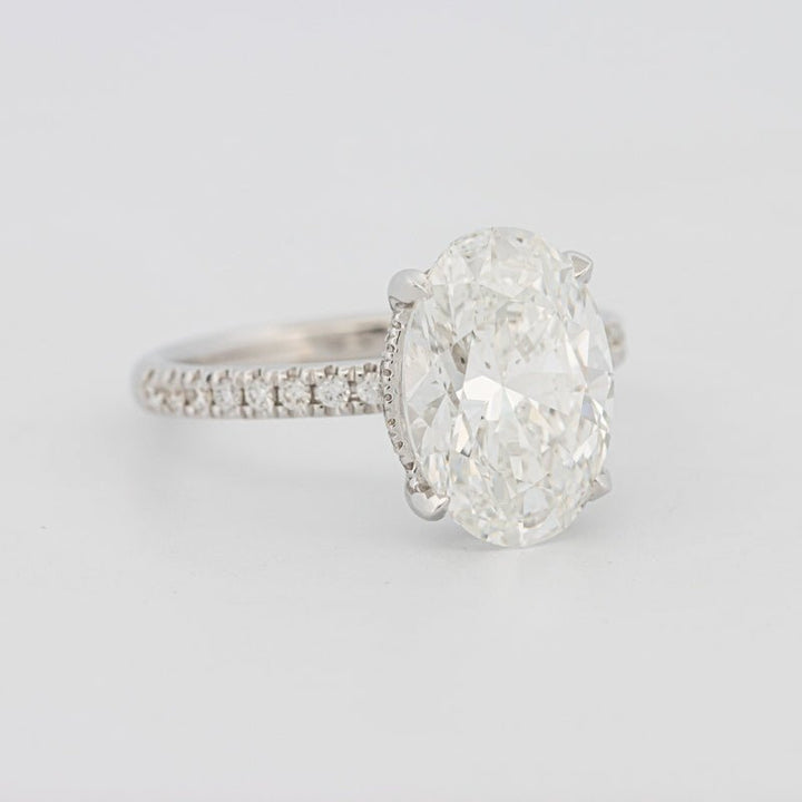 4 CT Oval Cut Under - Halo Pavé Solitaire (LG) - ZIZOV DIAMONDS