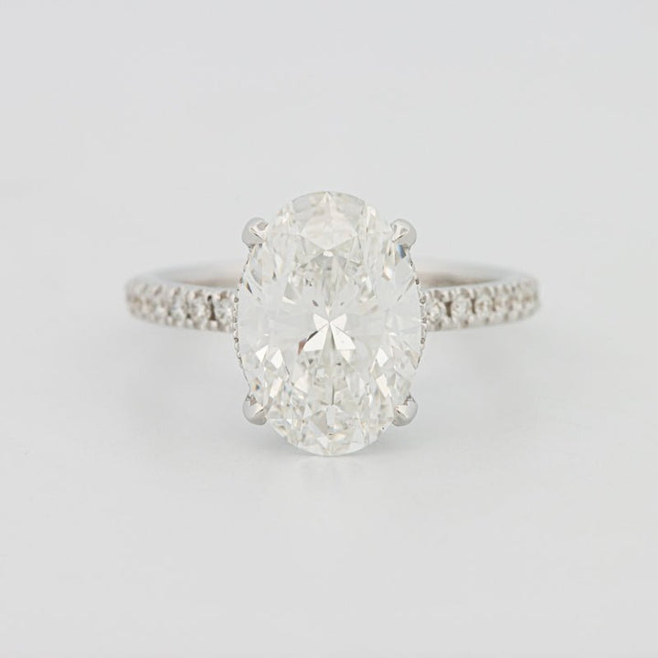 4 CT Oval Cut Under - Halo Pavé Solitaire (LG) - ZIZOV DIAMONDS