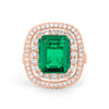 4.50 CT Double Halo Cushion Green Emerald Ring - ZIZOV DIAMONDS