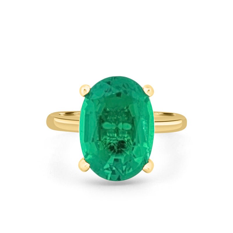 5.60 CT Oval Green Emerald Ring - ZIZOV DIAMONDS