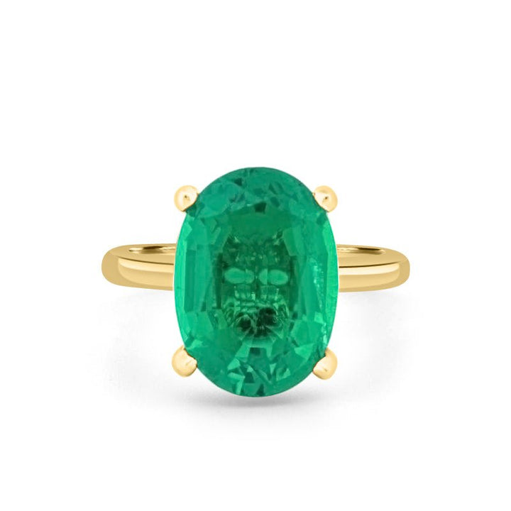 5.60 CT Oval Green Emerald Ring - ZIZOV DIAMONDS