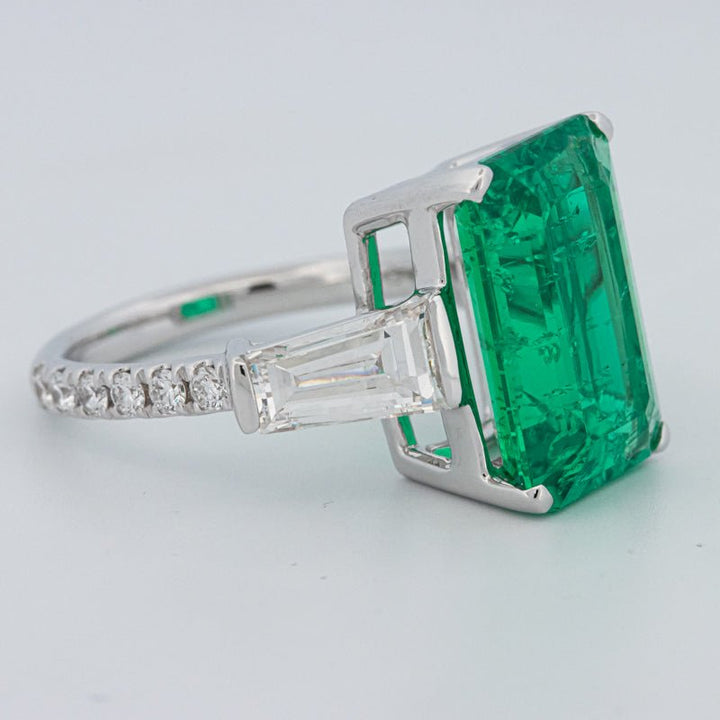 6.15 CT Green Emerald Trilogy Ring (LG) - ZIZOV DIAMONDS
