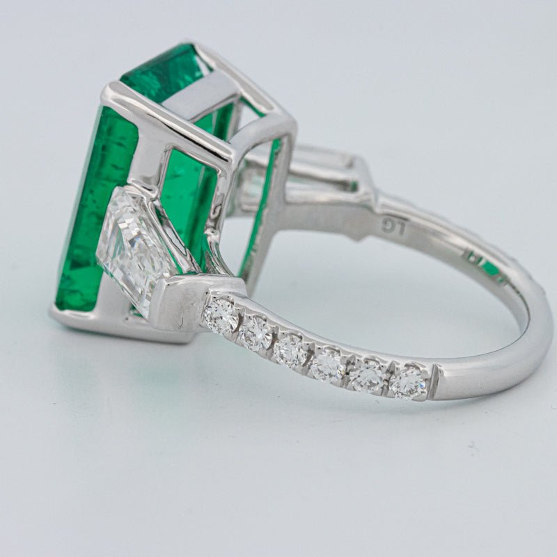 6.15 CT Green Emerald Trilogy Ring (LG) - ZIZOV DIAMONDS
