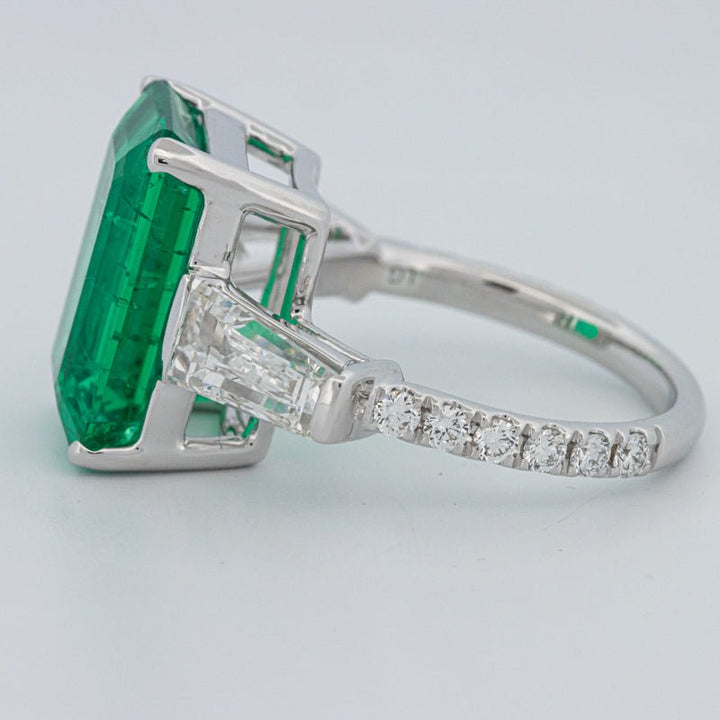 6.15 CT Green Emerald Trilogy Ring (LG) - ZIZOV DIAMONDS