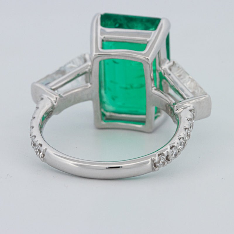 6.15 CT Green Emerald Trilogy Ring (LG) - ZIZOV DIAMONDS