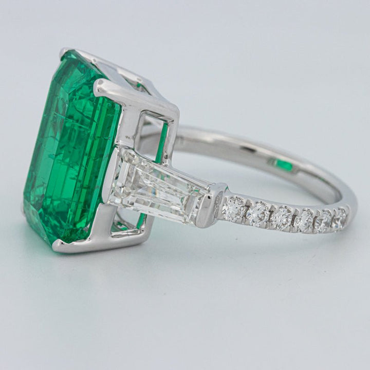 6.15 CT Green Emerald Trilogy Ring (LG) - ZIZOV DIAMONDS