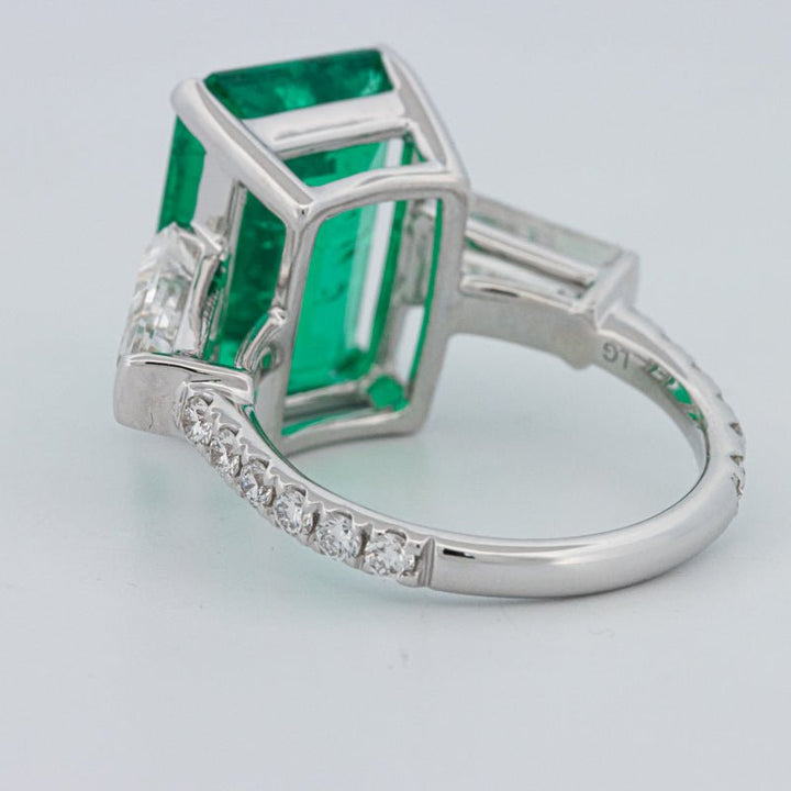 6.15 CT Green Emerald Trilogy Ring (LG) - ZIZOV DIAMONDS