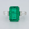 6.15 CT Green Emerald Trilogy Ring (LG) - ZIZOV DIAMONDS