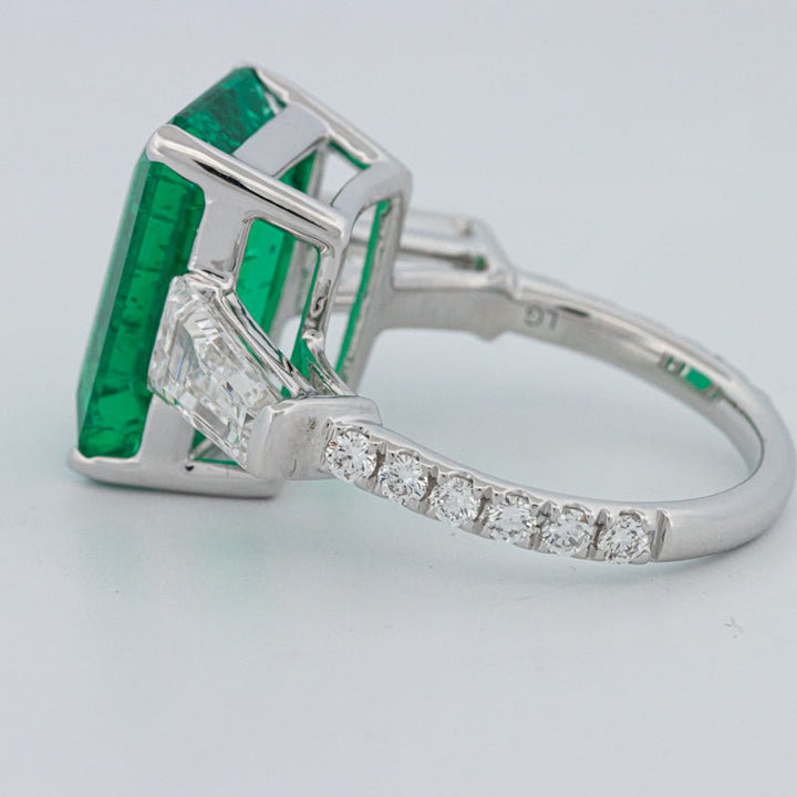 6.15 CT Green Emerald Trilogy Ring (LG) - ZIZOV DIAMONDS