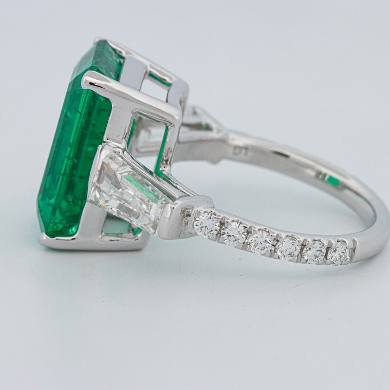 6.15 CT Green Emerald Trilogy Ring (LG) - ZIZOV DIAMONDS