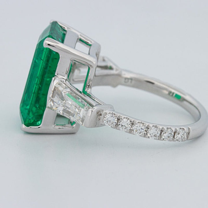 6.15 CT Green Emerald Trilogy Ring (LG) - ZIZOV DIAMONDS