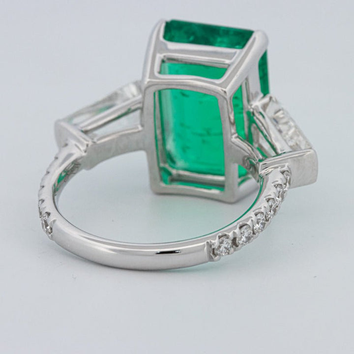 6.15 CT Green Emerald Trilogy Ring (LG) - ZIZOV DIAMONDS