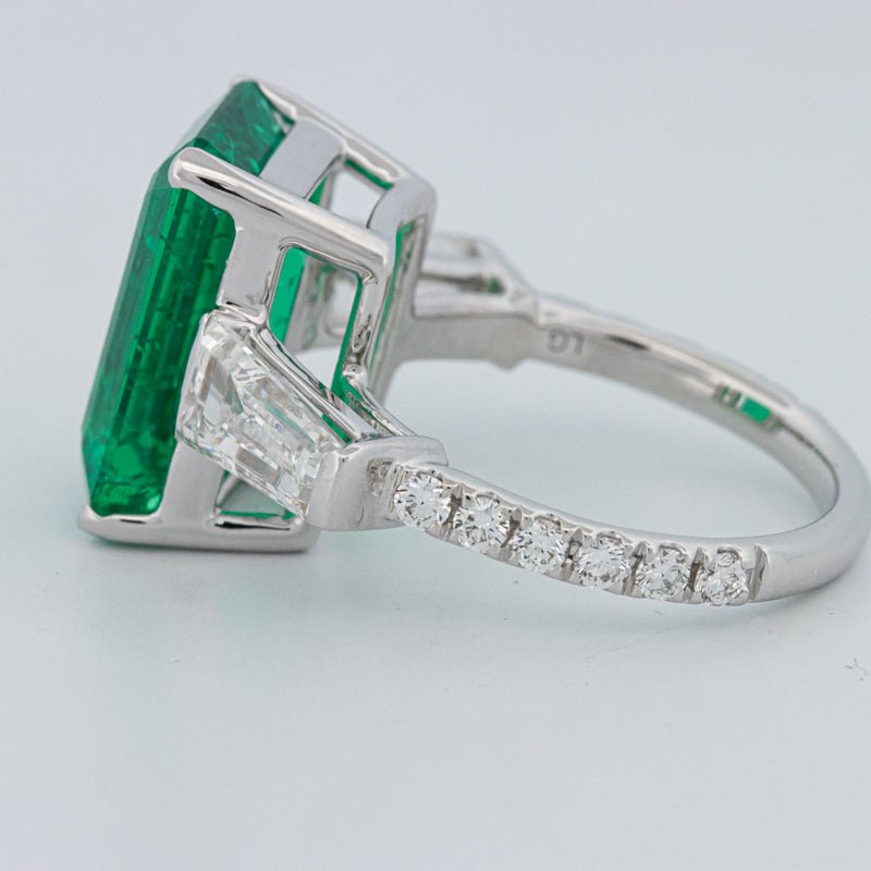 6.15 CT Green Emerald Trilogy Ring (LG) - ZIZOV DIAMONDS