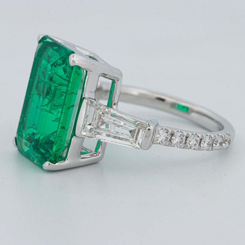 6.15 CT Green Emerald Trilogy Ring (LG) - ZIZOV DIAMONDS