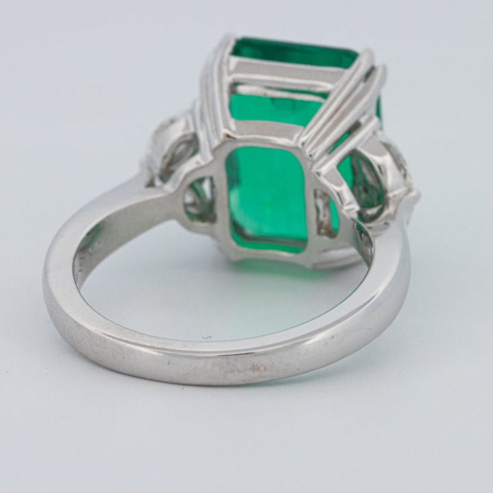 6.40 CT Green Emerald Trilogy Ring (LG) - ZIZOV DIAMONDS