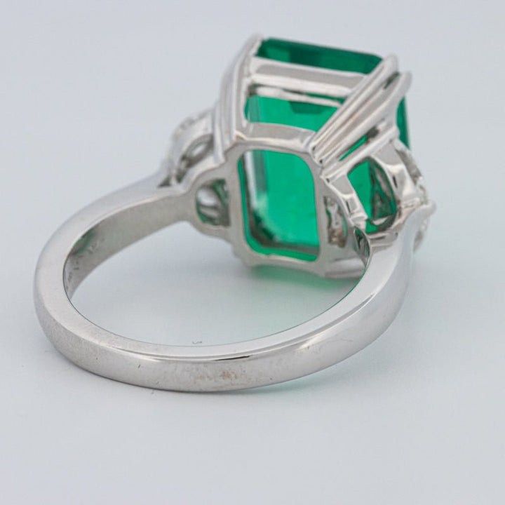 6.40 CT Green Emerald Trilogy Ring (LG) - ZIZOV DIAMONDS