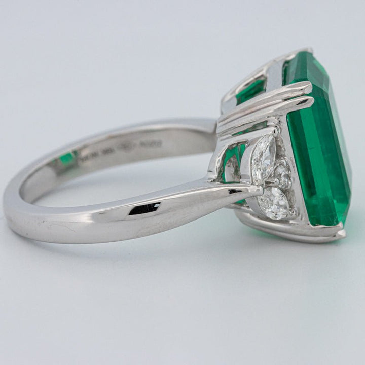 6.40 CT Green Emerald Trilogy Ring (LG) - ZIZOV DIAMONDS