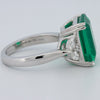 6.40 CT Green Emerald Trilogy Ring (LG) - ZIZOV DIAMONDS