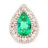 6.89 CT Double Halo Pearshape Green Emerald Ring - ZIZOV DIAMONDS