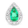 6.89 CT Double Halo Pearshape Green Emerald Ring - ZIZOV DIAMONDS