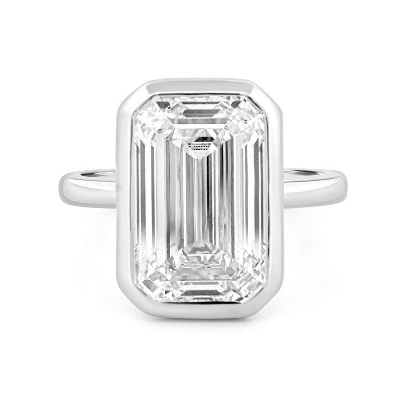 7.12 CT Bezel Setted Emerald Cut Solitaire (LG) - ZIZOV DIAMONDS