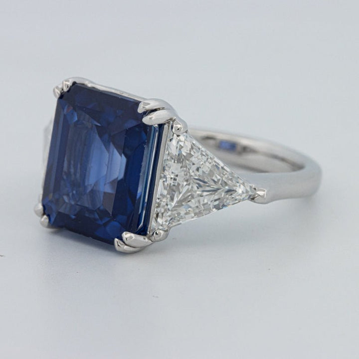 7.60 CT Blue Sapphire Trilogy Ring (LG) - ZIZOV DIAMONDS