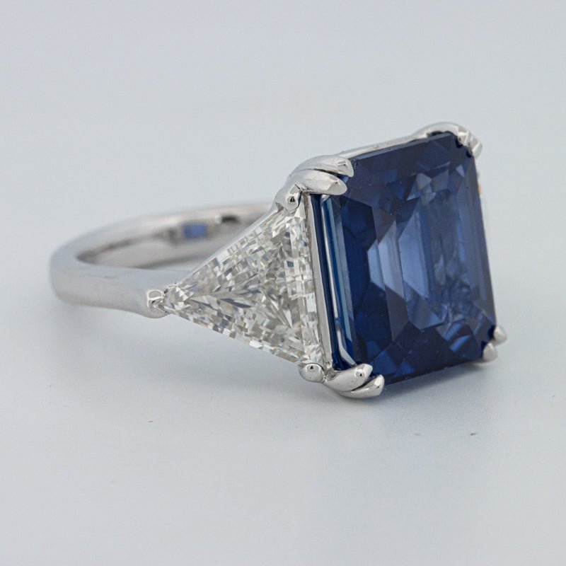 7.60 CT Blue Sapphire Trilogy Ring (LG) - ZIZOV DIAMONDS