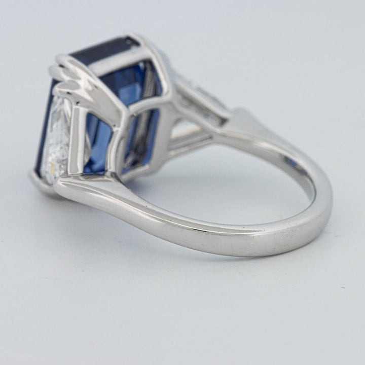 7.60 CT Blue Sapphire Trilogy Ring (LG) - ZIZOV DIAMONDS
