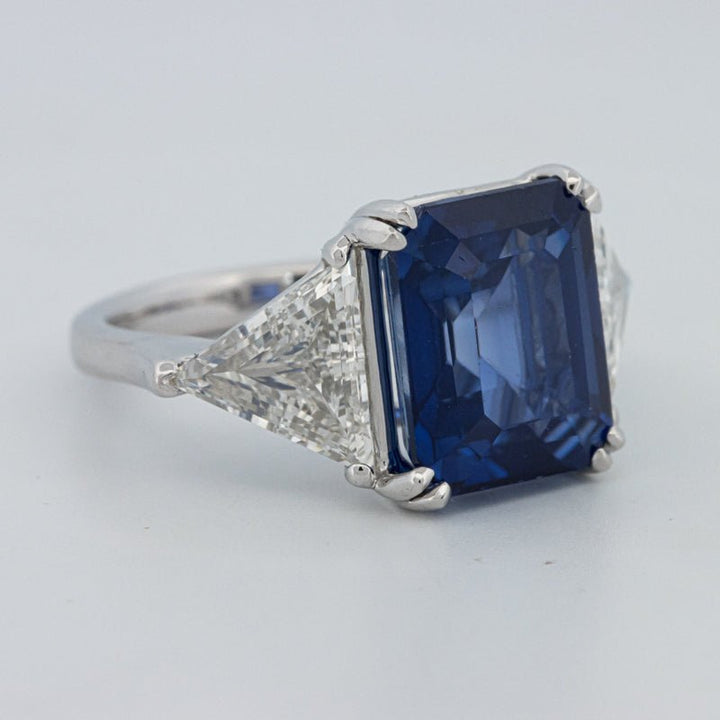 7.60 CT Blue Sapphire Trilogy Ring (LG) - ZIZOV DIAMONDS