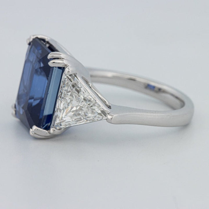 7.60 CT Blue Sapphire Trilogy Ring (LG) - ZIZOV DIAMONDS