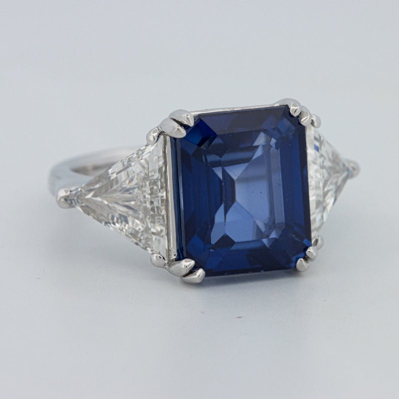 7.60 CT Blue Sapphire Trilogy Ring (LG) - ZIZOV DIAMONDS
