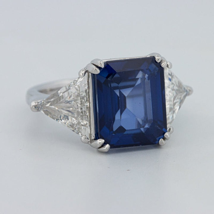 7.60 CT Blue Sapphire Trilogy Ring (LG) - ZIZOV DIAMONDS