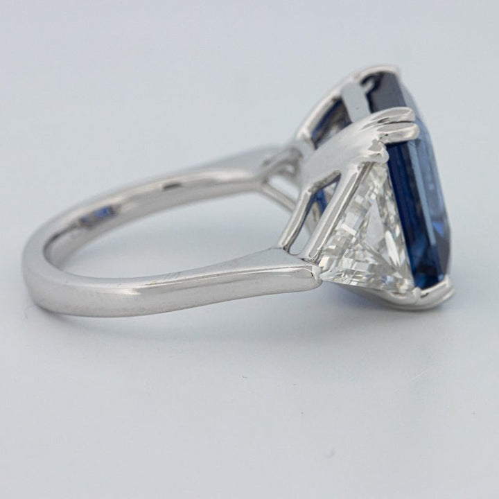 7.60 CT Blue Sapphire Trilogy Ring (LG) - ZIZOV DIAMONDS