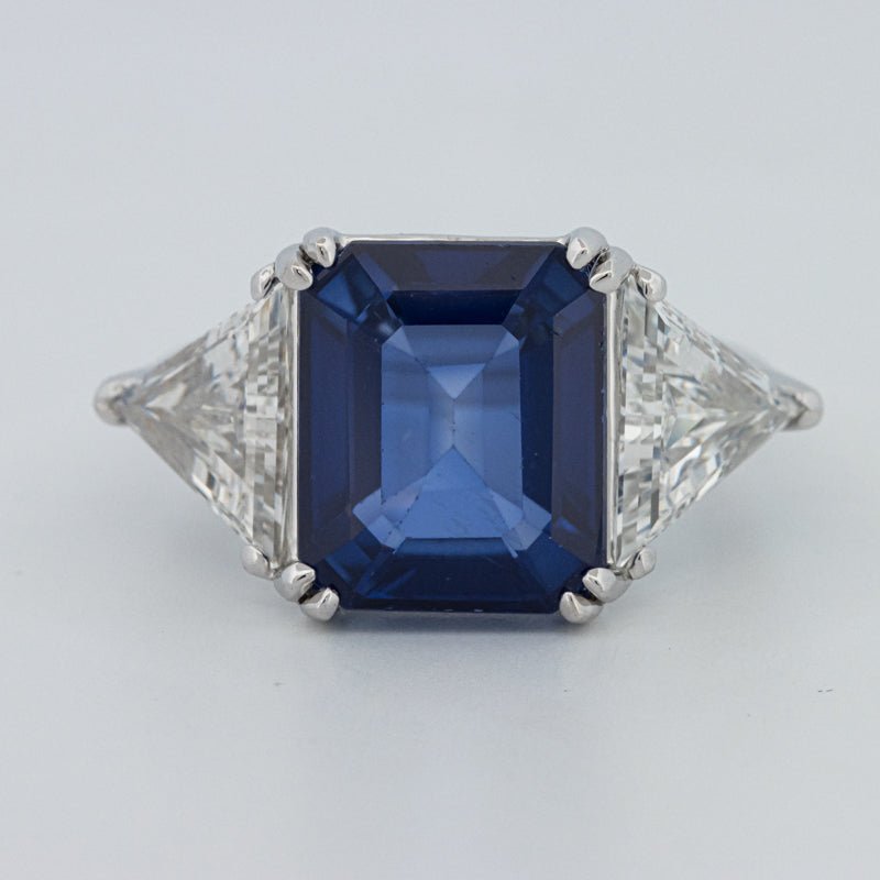7.60 CT Blue Sapphire Trilogy Ring (LG) - ZIZOV DIAMONDS