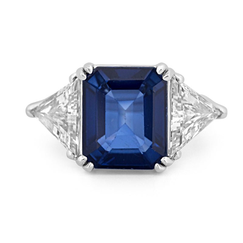 7.60 CT Blue Sapphire Trilogy Ring (LG) - ZIZOV DIAMONDS