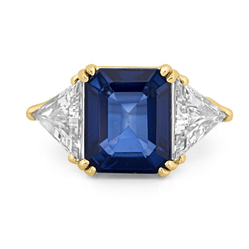 7.60 CT Blue Sapphire Trilogy Ring (LG) - ZIZOV DIAMONDS