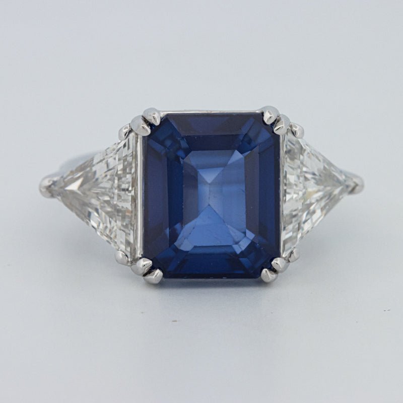 7.60 CT Blue Sapphire Trilogy Ring (LG) - ZIZOV DIAMONDS