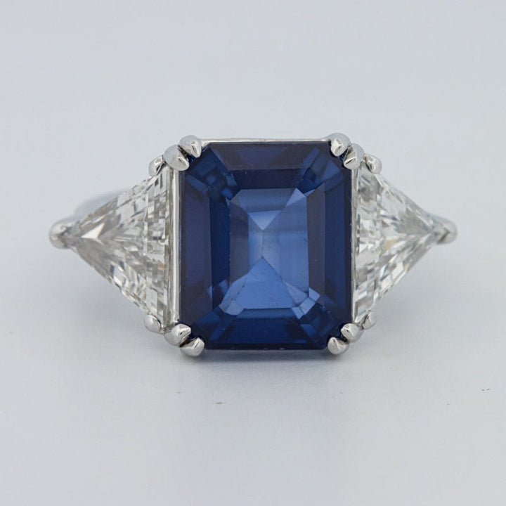 7.60 CT Blue Sapphire Trilogy Ring (LG) - ZIZOV DIAMONDS