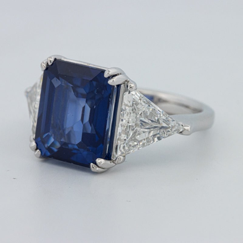 7.60 CT Blue Sapphire Trilogy Ring (LG) - ZIZOV DIAMONDS
