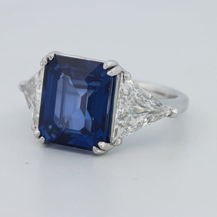 7.60 CT Blue Sapphire Trilogy Ring (LG) - ZIZOV DIAMONDS
