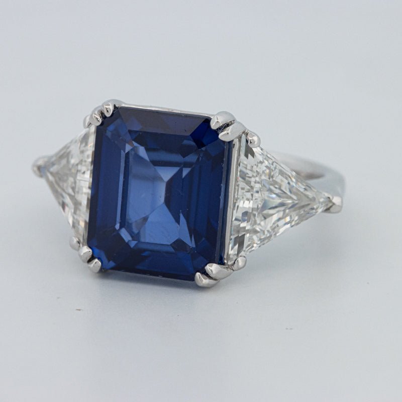 7.60 CT Blue Sapphire Trilogy Ring (LG) - ZIZOV DIAMONDS